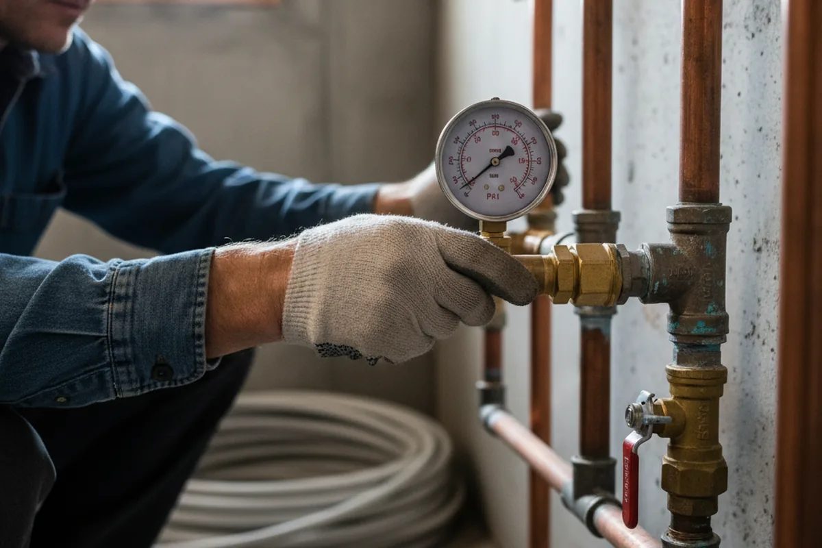 Pressure testing a repaired line during Water Line Repair in Mertzon